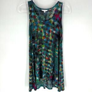 CAbi Racerback Hooked Tank Tunic Multi-colored Size Small